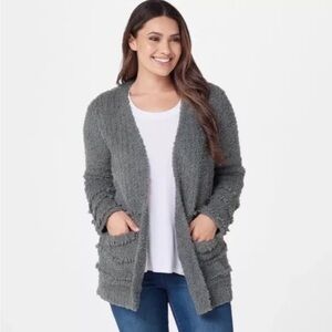 Barefoot Dreams CozyChic Plush Boardwalk Cardigan Size Small Agave Green